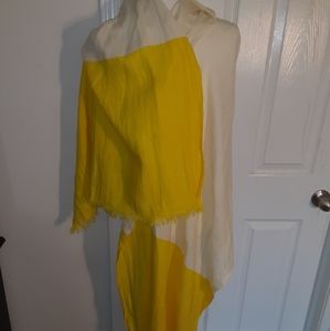 Kate Spade 100% Linen Gold & Cream Fringe …